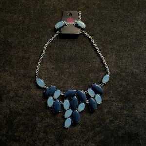 Never worn!  Paparazzi Date Night Nouveau Blue Necklace and Earrings